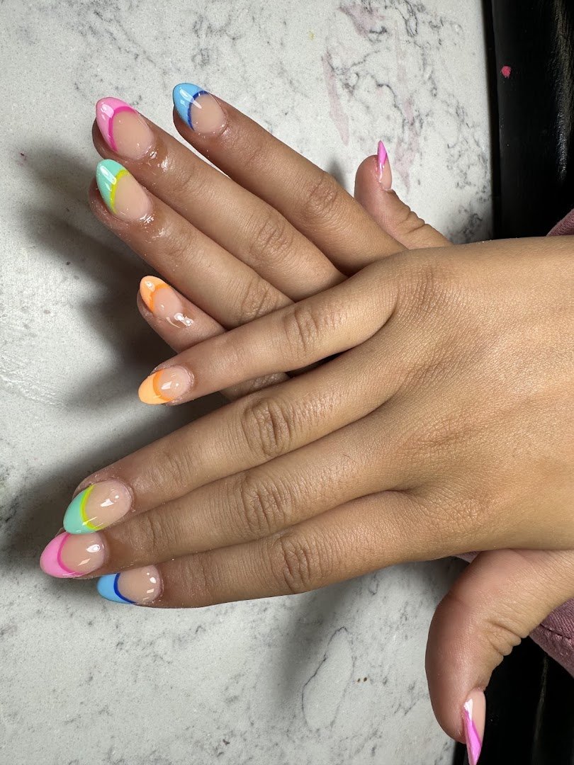 Manicured nails with a simple design.