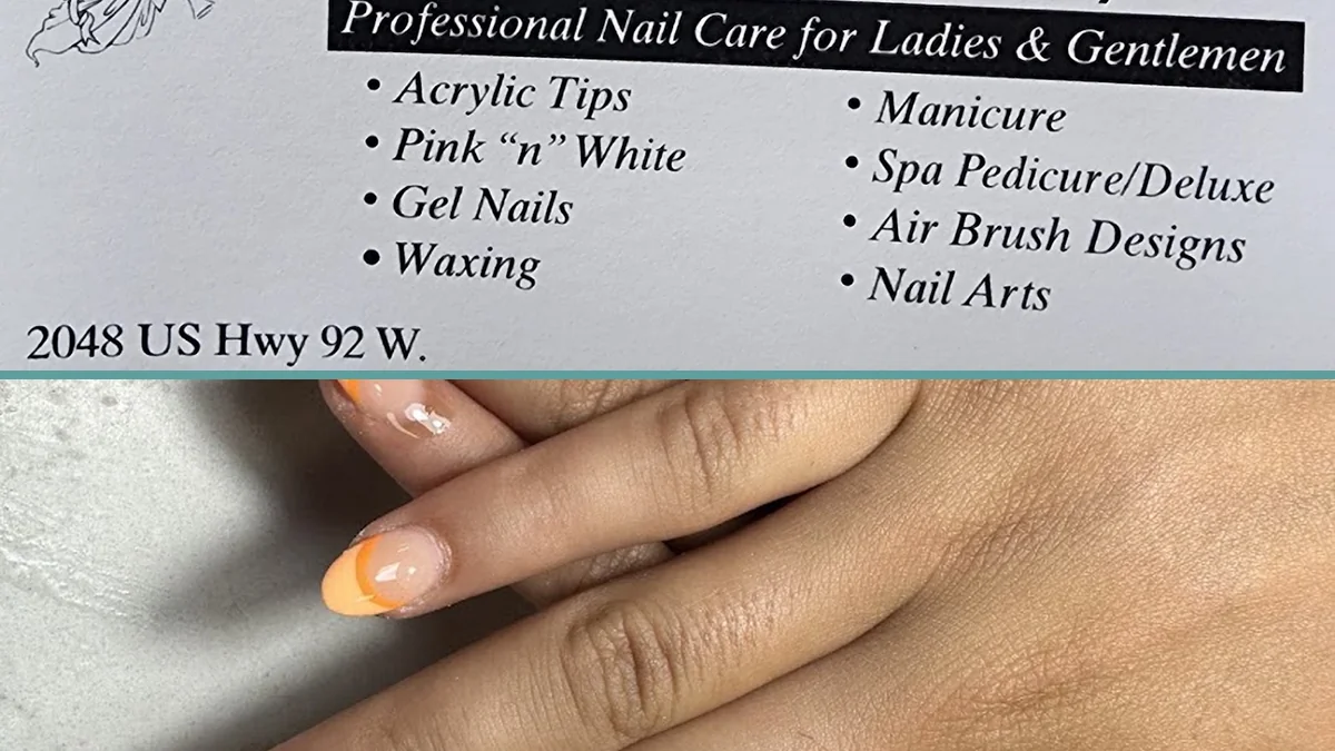 Manicured nails with a simple design.